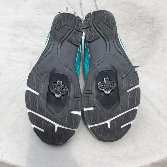 Shimano CW47 Pedaling Dynamics Bike Cycling Womens Shoe Turquoise White/8 - Picture 2 of 7